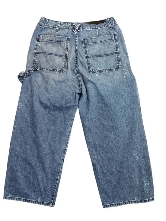 ASKK NY Carpenter Mammoth In Mulholland Paint Splatter Wide Leg High Rise Crop - Picture 6 of 10